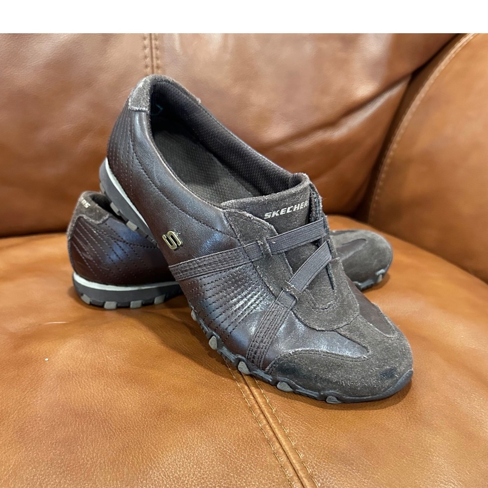 Skechers Slip-On Sneakers Women Brown Suede Bungee Y2K Gorpcore Retro Shoes 6.5